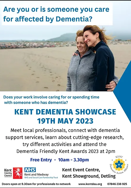 Image of Kent Dementia Showcase event flyer for the 19th May 2023