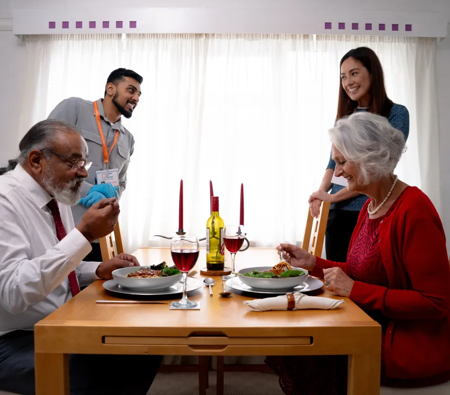 CareGiver helping client with mealtime