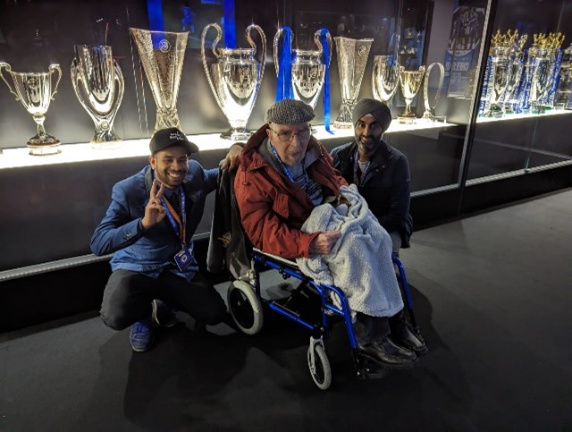 Client John exploring Chelsea FC with his CareGiver Munir
