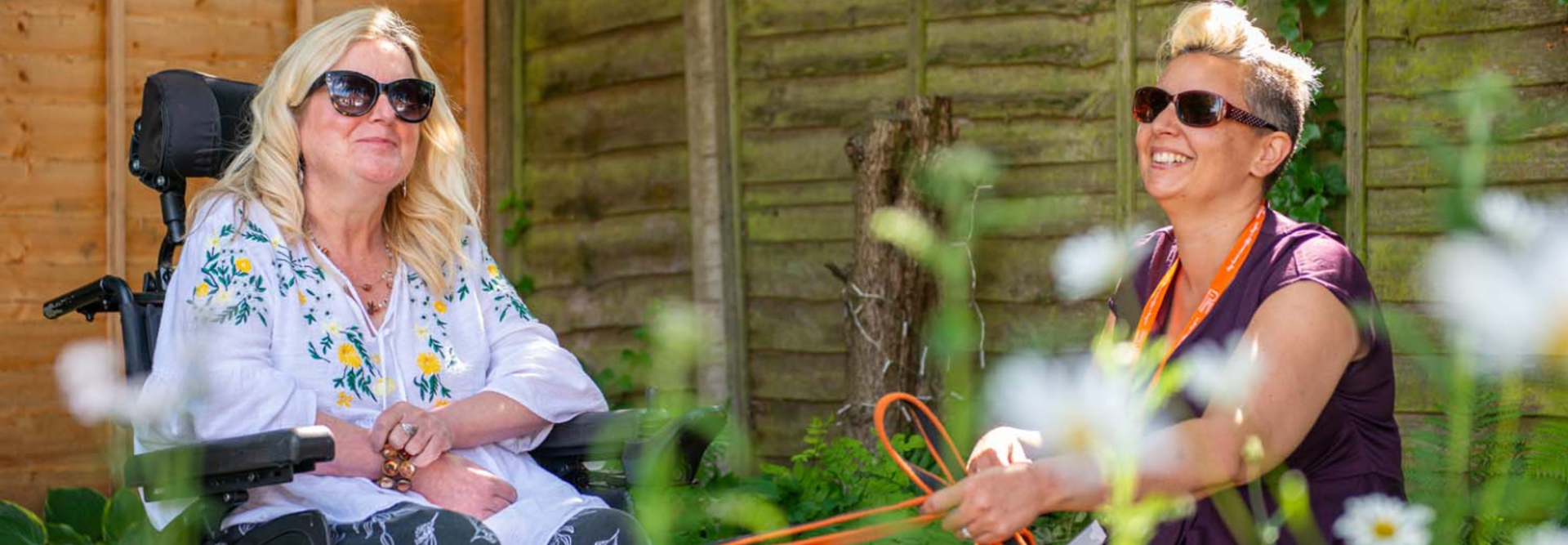 CareGiver and client talking on a bench