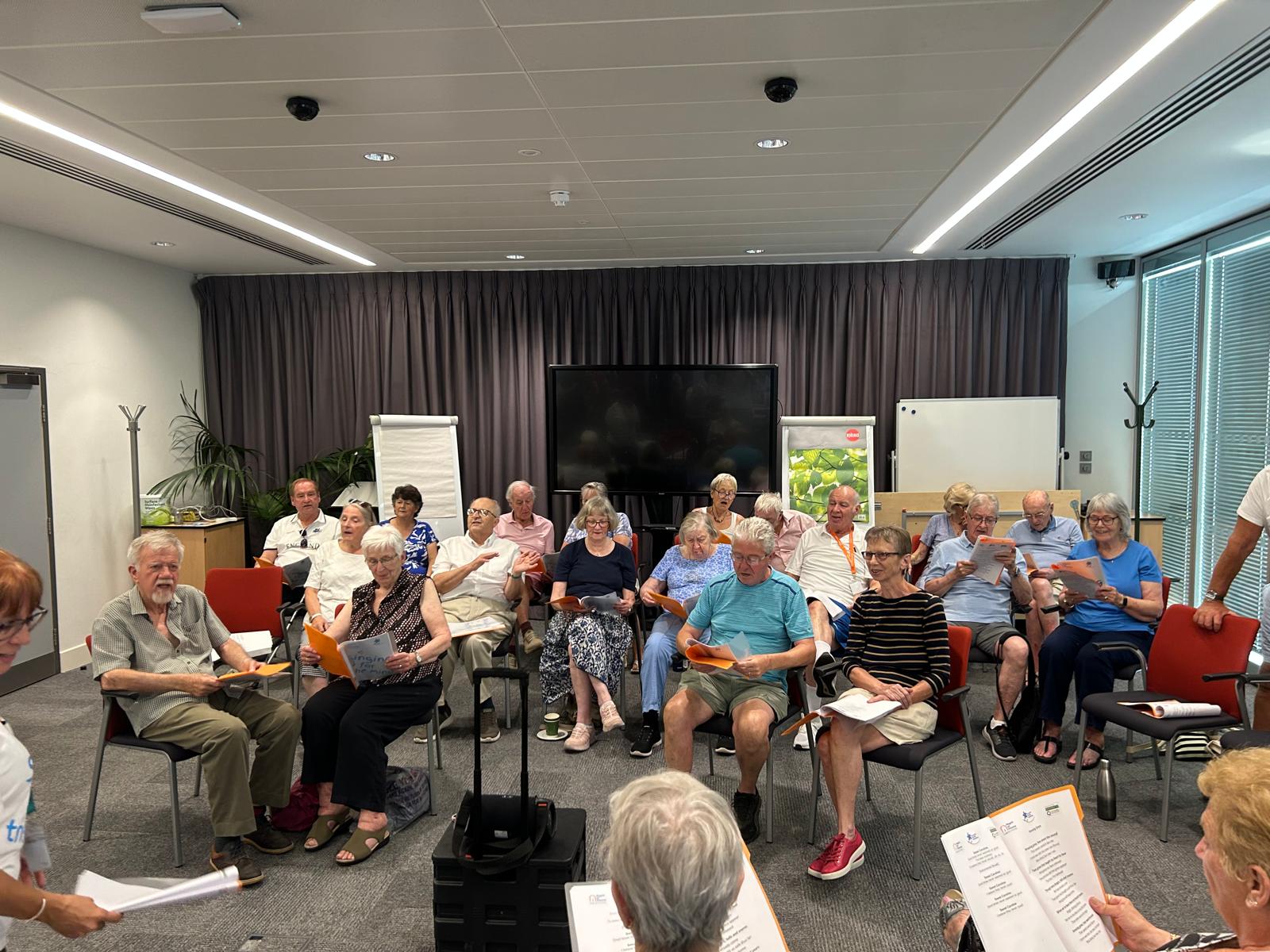 The full choir singing