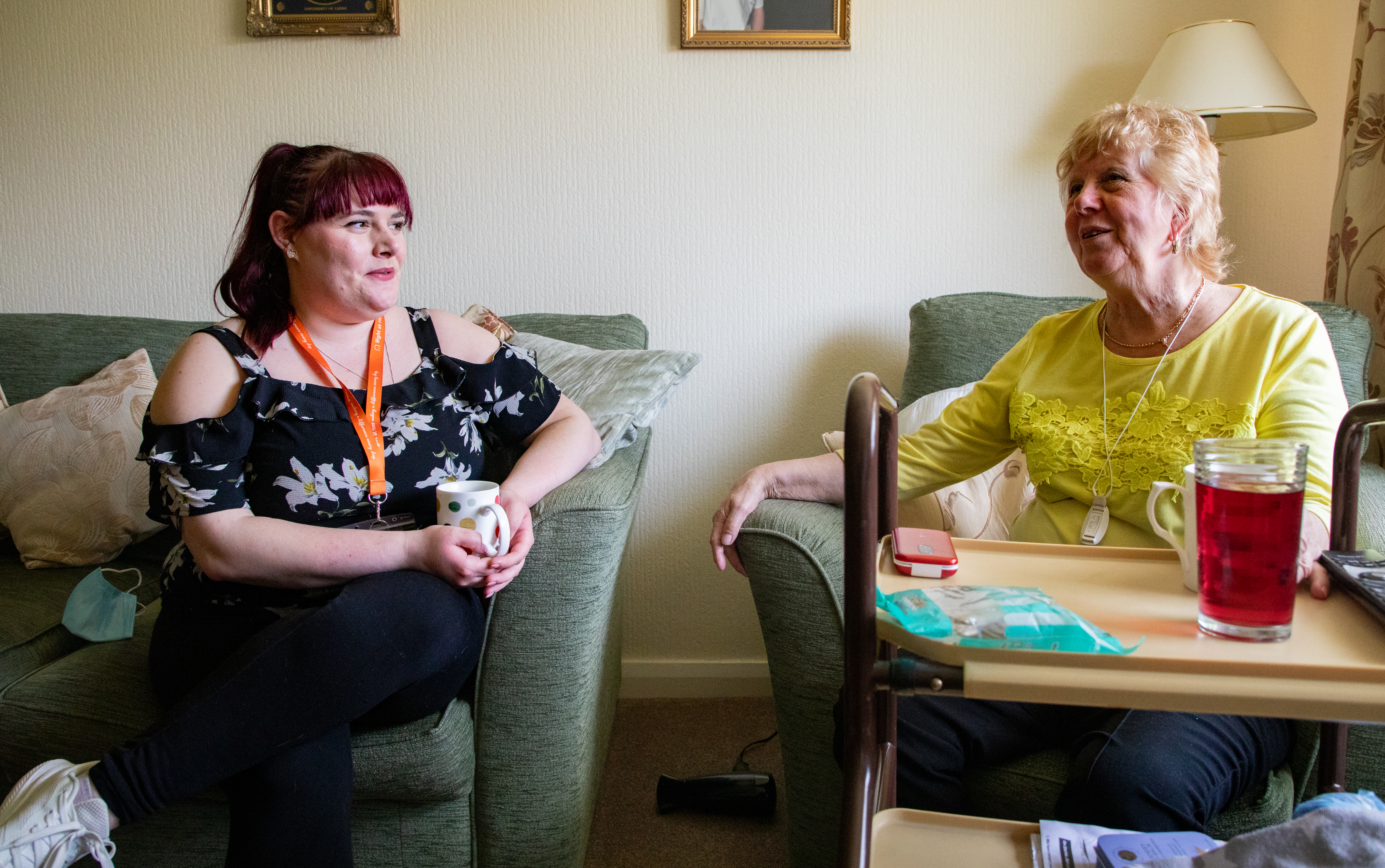 Carer and Client smiling and chatting