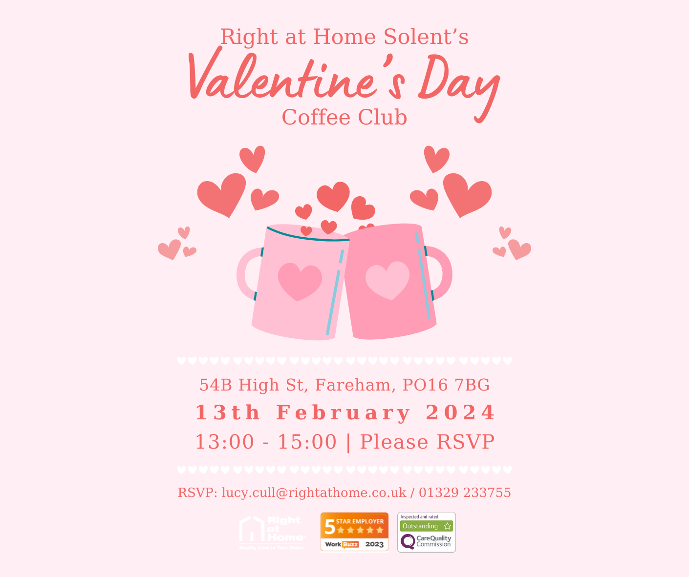 Right at Home Valentine's Day Coffee Club Fareham Poster