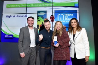 Right at Home staff winning award at the Home Care Awards