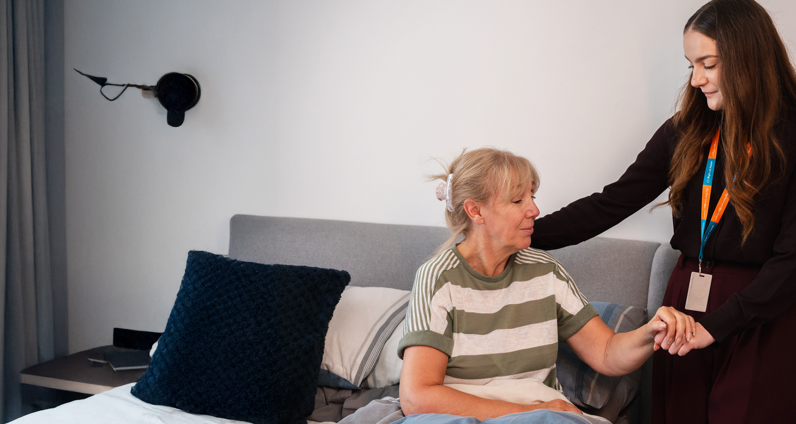 Client and Carer getting started for the day after an overnight care visit